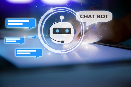 artificial intelligence,AI chat bot concept.Close-up of man hands using digital tablet