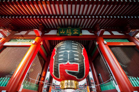 big red lamp at sensoji templeのeditorial素材