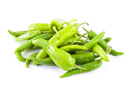 Green pepper on white