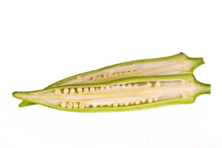 Okra on white background の写真素材