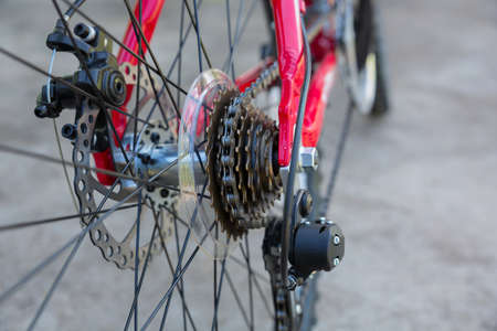 Rear mountain bike wheel detailの写真素材