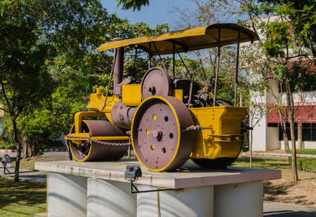 Rear view Old Steamroller,Thailand