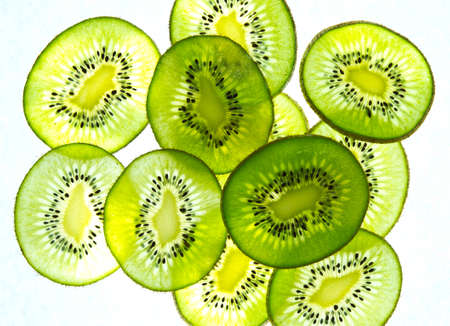 Kiwi fruit on a white background の写真素材