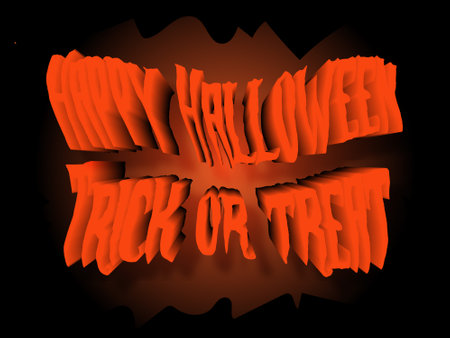 Happy Halloween and Trick or treat 3D illustration text banner. Halloween banner with back background.の写真素材