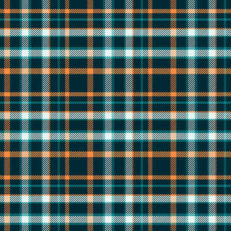 Deep blue, orange modern tartan plaid Scottish seamless pattern. Texture checked plaid designed for clothes, shirts, dresses, bedding, paper, blankets and other textile products. Vector illustration.のイラスト素材