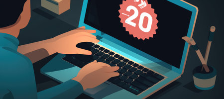 Hands typing on a laptop. Vector illustration in a flat style.の素材