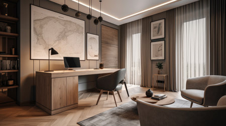 Interior of a modern office. 3d rendering mock up toned imageの素材