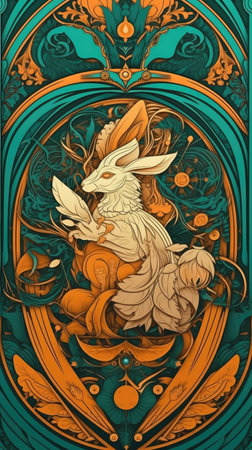 Easter card with the image of the rabbit. Vector illustration.の素材