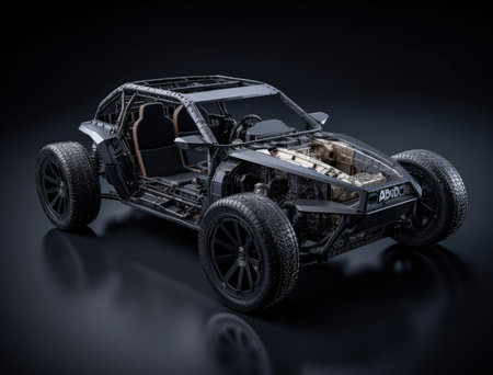 3D rendering of a brand-less generic concept car model.の素材