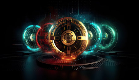 Abstract digital technology background. 3d rendering, 3d illustration.の素材