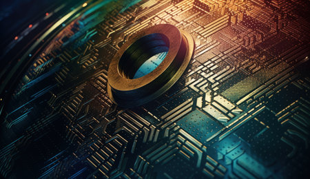 Circuit board close up. Technology background. 3d rendering.の素材