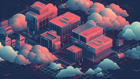 Cloud computing and data storage concept. 3D isometric vector illustration.の素材