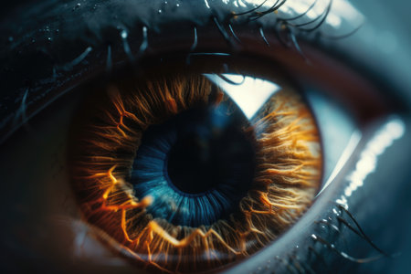 Vibrant multicolored makeup adorns a woman's eye, celebrating LGBTQ pride. Generative AIの素材