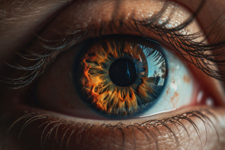 Captivating close up reveals intricate beauty of a woman's eye. Generative AIの素材