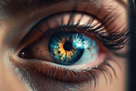 Captivating close up reveals intricate beauty of a woman's eye. Generative AIの素材