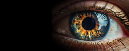 Captivating close up reveals intricate beauty of a woman's eye. Copy space. Generative AIの素材