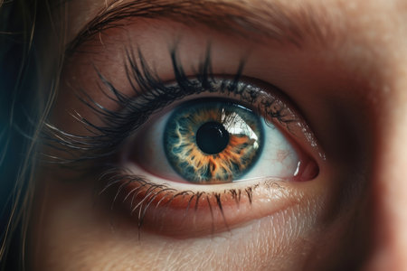 Captivating close up reveals intricate beauty of a woman's eye. Generative AIの素材