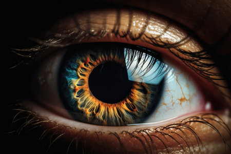 Captivating close up reveals intricate beauty of a woman's eye. Generative AIの素材