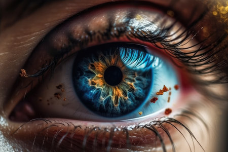 Captivating close up reveals intricate beauty of a woman's eye. Generative AIの素材