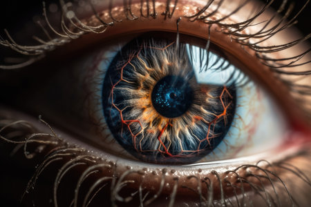 Captivating close up reveals intricate beauty of a woman's eye. Generative AIの素材