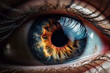 Captivating close up reveals intricate beauty of a woman's eye. Generative AIの素材