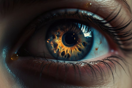 Captivating close up reveals intricate beauty of a woman's eye. Generative AIの素材