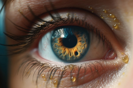Captivating close up reveals intricate beauty of a woman's eye. Generative AIの素材