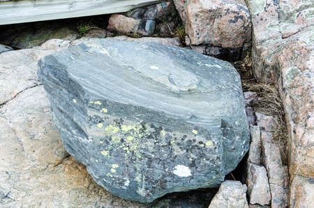 Beautiful stone down the shore among the rocks