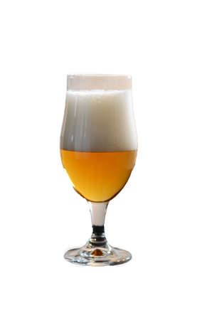 one glass of coold and lovely beer ready to drinkの写真素材