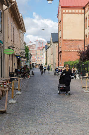 one of the old street in Gothenburg with many cafe and other shop