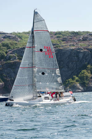 sail bot in a competition in sweden on the swedish westcoastの写真素材