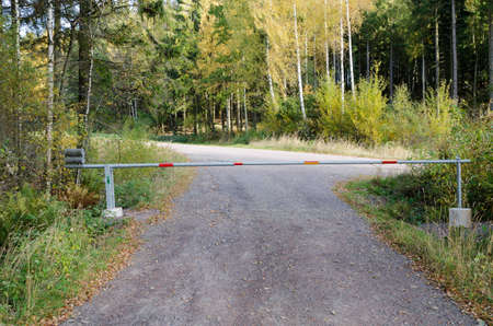 one small road with a road barriier so you not can drive hereの写真素材