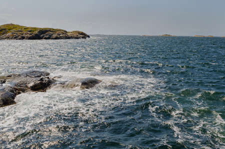 Blowing at the swedish westcoast a autumn day on tjorn in bohuslanの写真素材