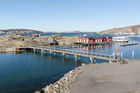 sweden westcoast outside Gothenburg beutiful little harbour and small boathouseの写真素材