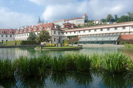 One beutiful park in prag with waterのeditorial素材