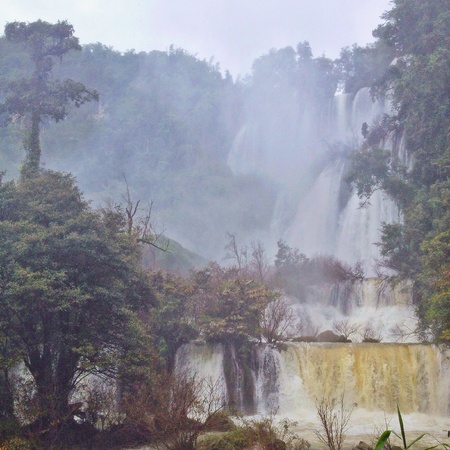 This place is Teelorsu waterfall in Thailand.