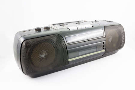 old and vintage radio on white backgroundの写真素材