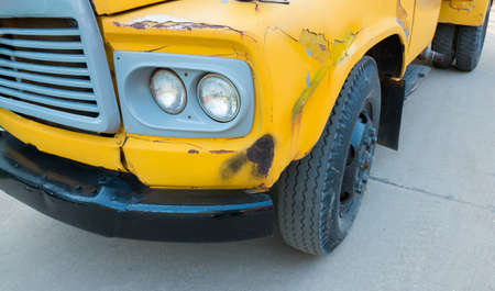front view of old truck  with crack colorの写真素材