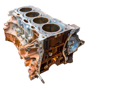 inside of old vehicle engine isolated on white background with clipping pathの写真素材