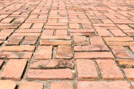 old red brick walk way , abstract backgroundの写真素材