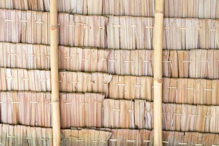 dry grass roof, back side with bamboo structure frameの写真素材