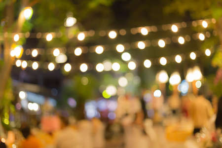night lights bokeh blurred in restaurant, abstract backgroundの写真素材