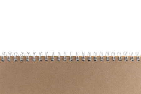 brown paper book cover with steel comb binding, blank spaceの写真素材