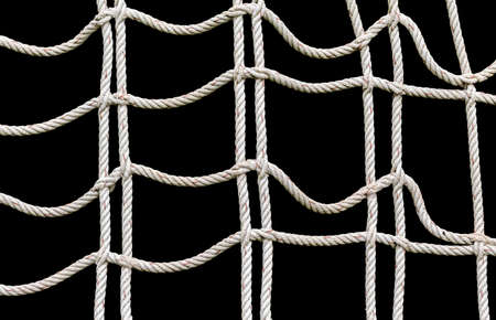 old nylon rope isolated on black background with clipping pathの写真素材