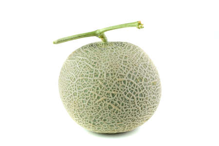 green melon fruit isolated on white backgroundの写真素材