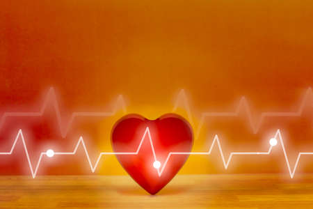 red heart with electrocardiogram, health care and medical conceptの写真素材