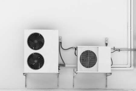 air conditioner compresser black and white tone, construction industry concept background