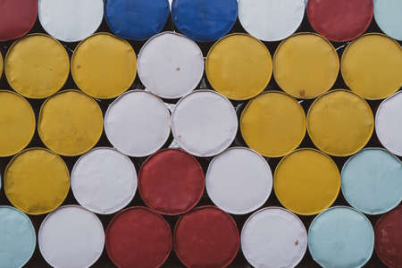 stack of steel barrel tank, industry concept backgroundの写真素材