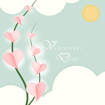 heart flower and cloud vector valentine's dayのイラスト素材