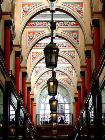 Victorian style ceiling with chandeliersの写真素材